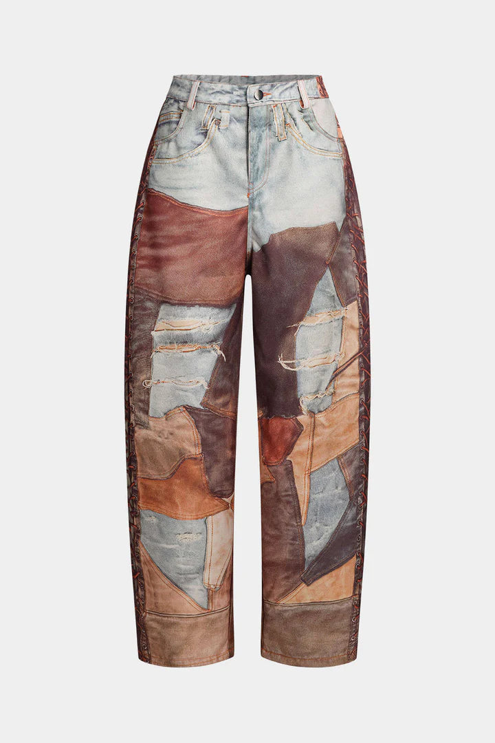 DENIM | PANTALON DENIM PATCHWORK VINTAGE – ESTILO UNICO Y AUDAZ