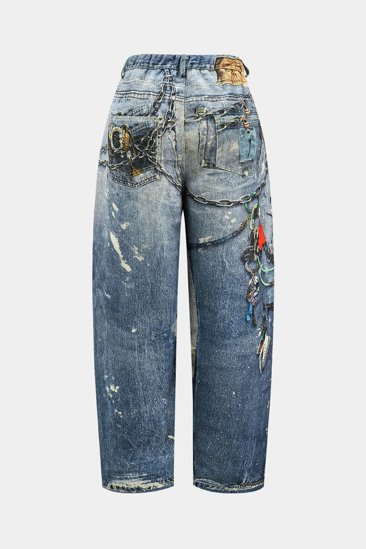 DENIM | PANTALON DENIM PATCHWORK VINTAGE – ESTILO UNICO Y AUDAZ